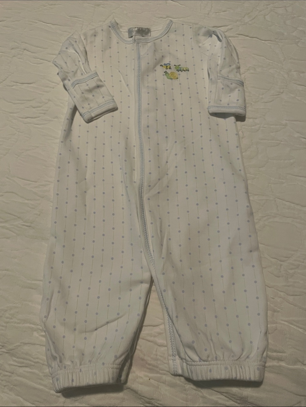 Magnolia baby White One-Piece with Light Blue Dot Print